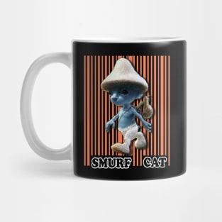 Funny Smurf cat Meme.Blue mushroom Cat meme. Mug